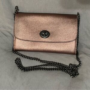 COACH Marlow Chain Crossbody Wristlet Metallic Blush Clutch  F33390 NWT